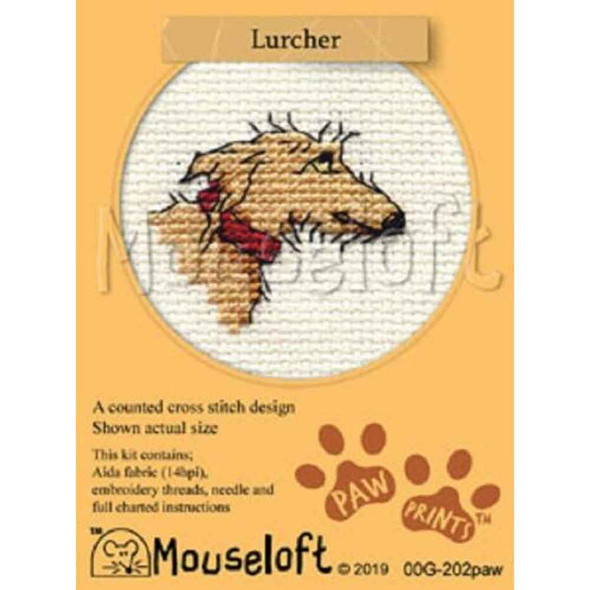 Mouseloft Stitchlets Mini Cross Stitch Kits | Paw Prints | Lurcher 