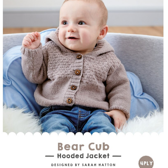 Bear Cub Hooded Jacket Knitting Pattern | WYS Bo Peep 4 Ply Knitting Yarn WYS98981 | Free Digital Download - Main Image