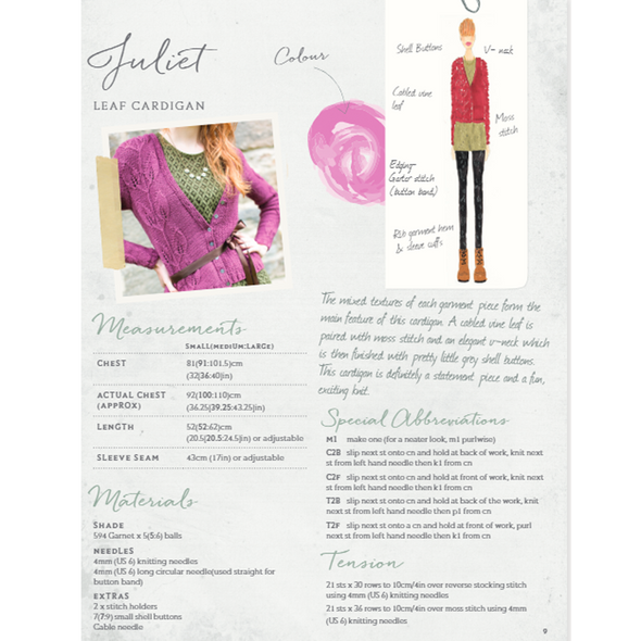 Juliet Leaf Cardigan Knitting Pattern | WYS Illustriuos DK Knitting Yarn WYS98995 | Free Digital Download - Pattern Information