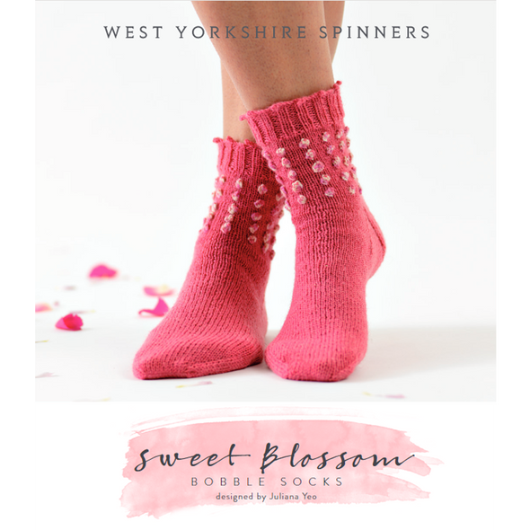 Sweet Blossom Bobble Socks Knitting Pattern | WYS Signature 4 Ply Knitting Yarn WYS98975 | Free Digital Download - Main Image