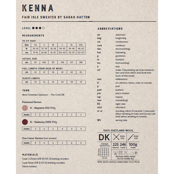 Kenna Oversized Top Knitting Pattern | WYS The Croft DK Knitting Yarn WYS98023 | Digital Download - Pattern Information