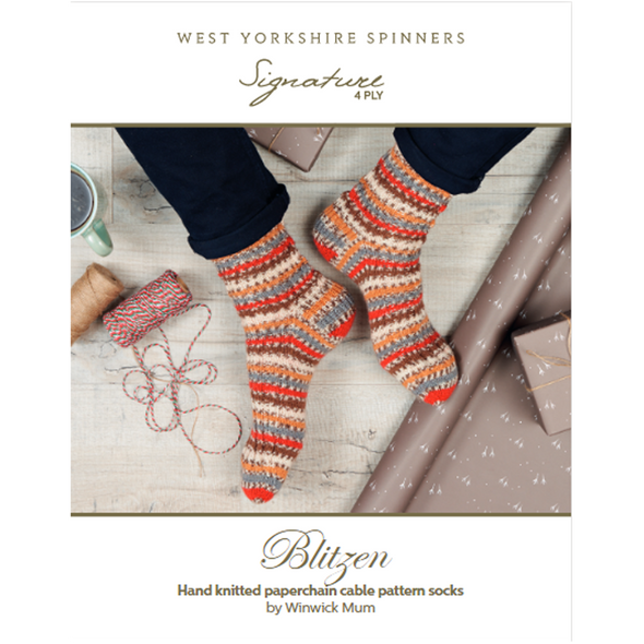 Blitzen Paperchain Cable Pattern Socks (Robin) Knitting Pattern | WYS Signature 4 Ply Knitting Yarn WYS98065 | Free Digital Download - Main Image