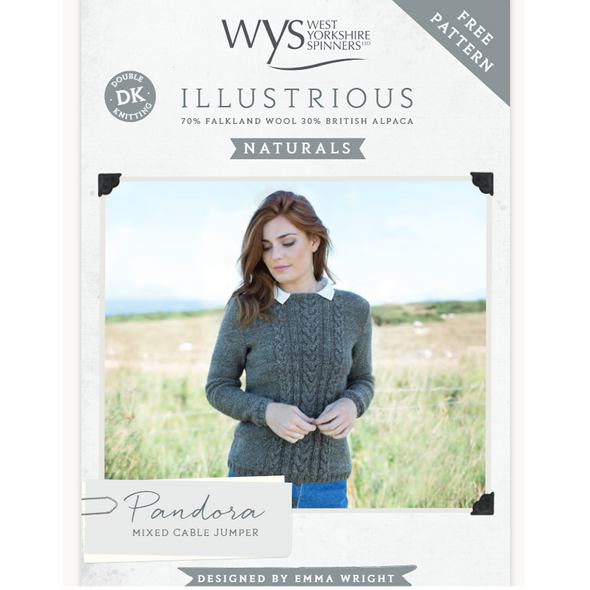 Pandora Mixed Cable Jumper Knitting Pattern | Illustrious Naturals Knitting Yarn WYS57999 | Free Digital Download - Main Image