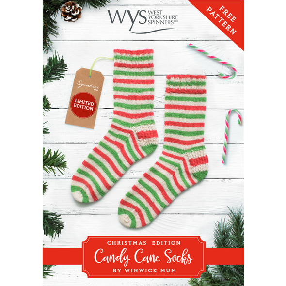 Candy Cane Socks Knitting Pattern | Signature 4 Ply Knitting Yarn WYS56989 | Free Digital Download - Main Image