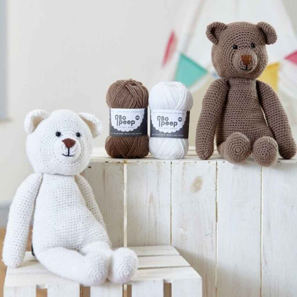 Little Bo Bear Crochet Pattern | WYS Bo Peep DK Knitting Yarn DBP0094 | Digital Download - Brown/White Bear