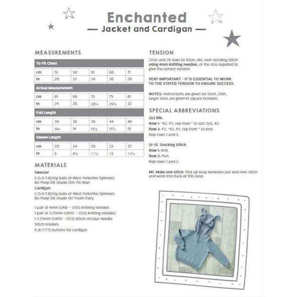 Enchanted Jacket & Cardigan Knitting Pattern | WYS Bo Peep DK Knitting Yarn DBP0119 | Digital Download - Pattern Information