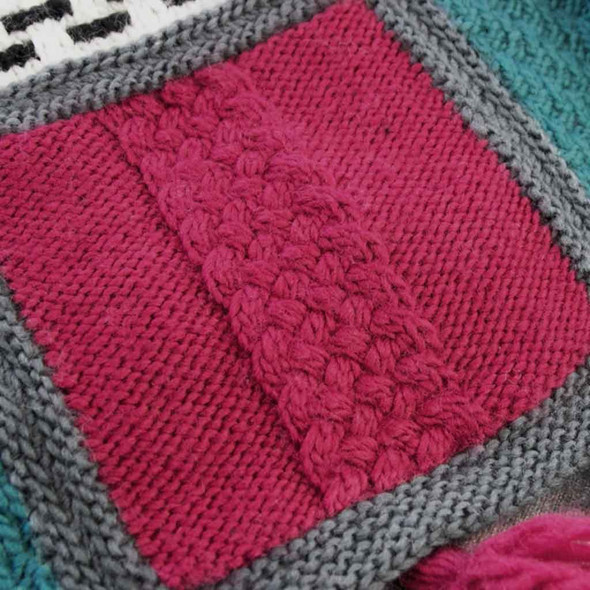 Emeline Blanket Square Six - Exploring Textures Knitting Pattern | WYS Retreat Knitting Yarn | Digital Download - Close up