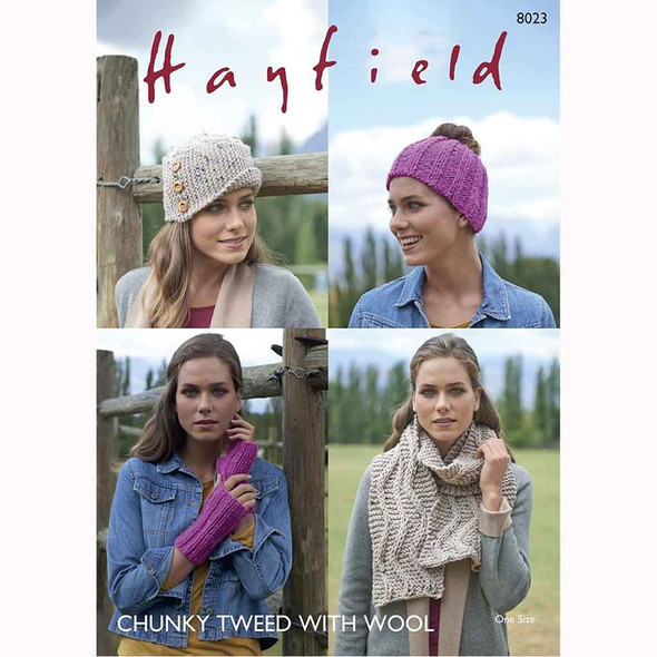 Woman's Accessories Knitting Pattern | Sirdar Hayfield Chunky Tweed 8023 | Digital Download - Main Image