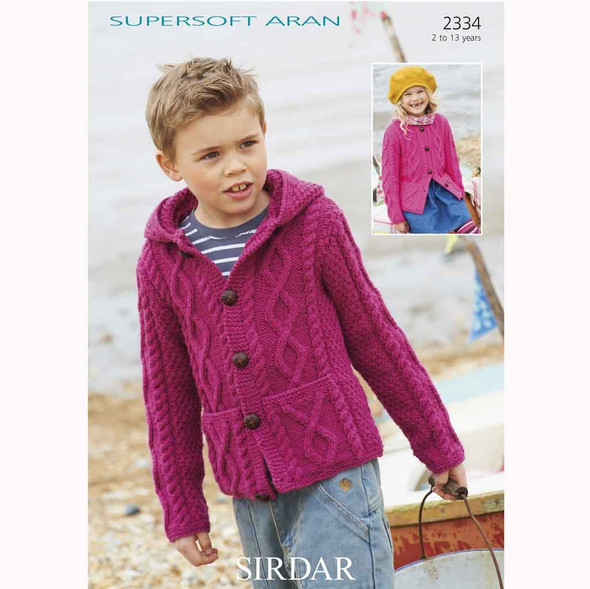 Children Cardigans Knitting Pattern | Sirdar Supersoft Aran 2334 | Digital Download - Main Image