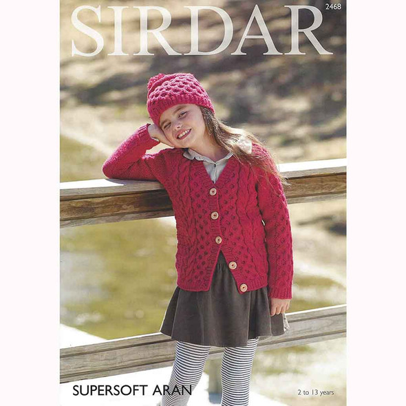 Girl's  Cardigan and Hat Knitting Pattern | Sirdar Supersoft Aran 2468 | Digital Download - Main Image