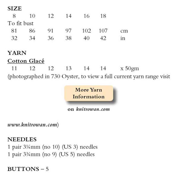Rowan Cressida Women Knitting Pattern using Cotton Glace | Digital Download (ROWEB-02589) - Pattern Table
