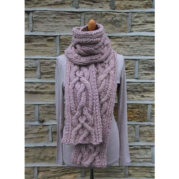 Rowan Celtic Cable Scarf Accessories Knitting Pattern using Big Wool | Digital Download (ROWEB-OC15-1) - Main Image