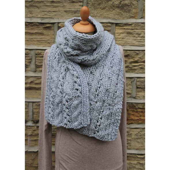 Rowan Lace Cable Scarf Accessories Knitting Pattern using Big Wool | Digital Download (ROWEB-OC15-2) - Main Image