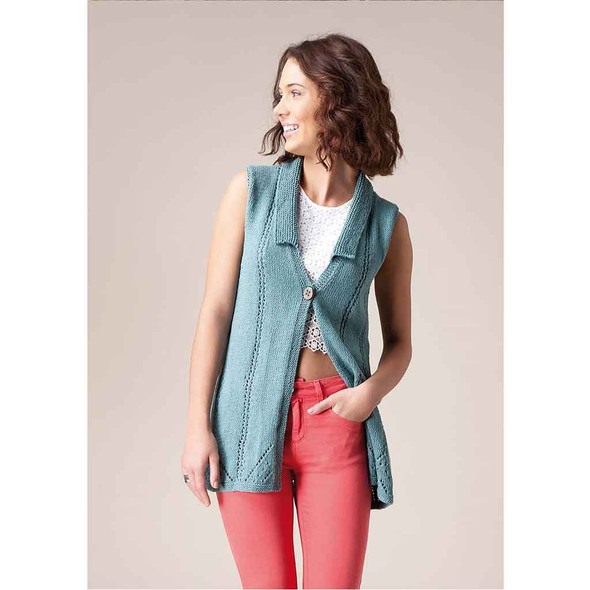 Rowan Cardinal Women Waistcoat Knitting Pattern using Creative Linen | Digital Download (ROWEB-03120) - Main Image