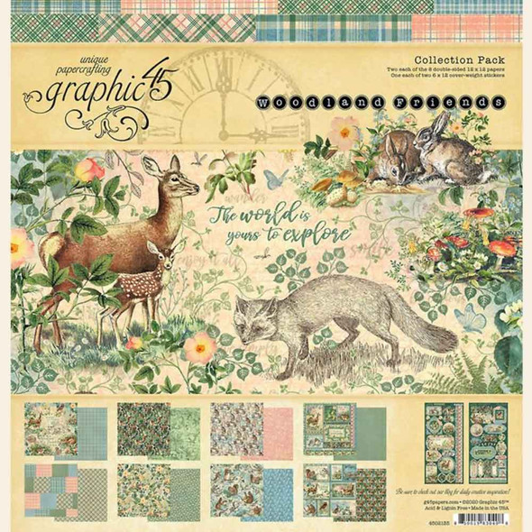Woodland Friends | Doubled-Sided 12" x 12" Patterns & Solids Pad 