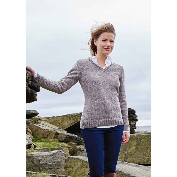 Rowan Dearn Womens Jumper/Sweater Knitting Pattern using Valley Tweed | Digital Download (ZB221-00004) - Main Image