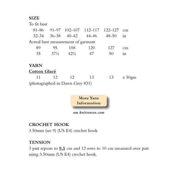 Rowan Areta Womens Dress Crochet Pattern using Cotton Glacé | Digital Download (ZB231-00002) - Pattern Table