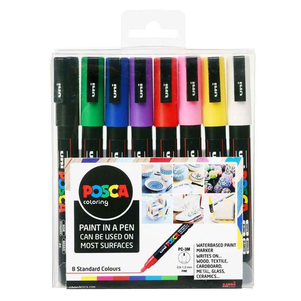 Uni Posca Marker Fine PC-3M | Set of 8 | Standard Colours