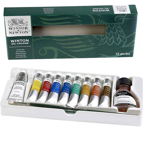 Winsor & Newton Winton Oil Colour 12 pc Set | 8 x 21ml Tubes + Extras