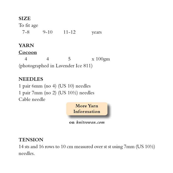 Rowan Mabel Childrens Sweater Knitting Pattern using Cocoon | Digital Download (ZB95-00013) - Pattern Table