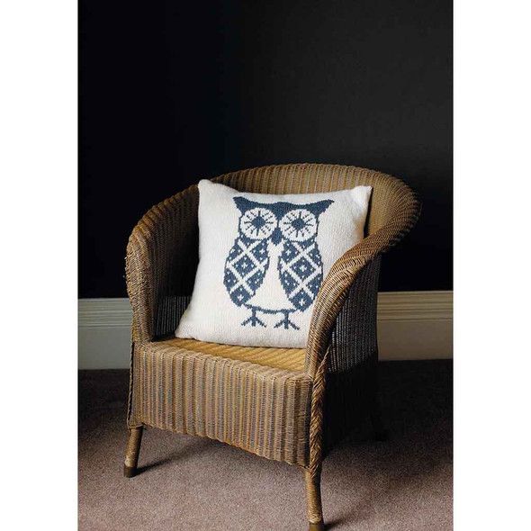 Rowan Oswald Owl Cushion Accessories Knitting Pattern using Hemp Tweed | Digital Download (ZB240-00006) - Main Image