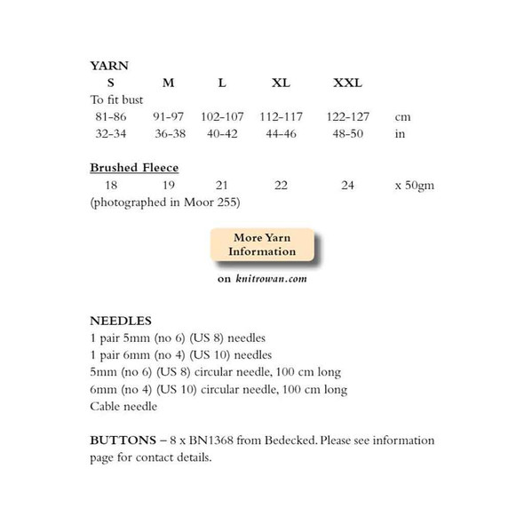 Rowan Brecon Womens Knitting Pattern using Brushed Fleece | Digital Download (ZB161-00001) - Pattern Table