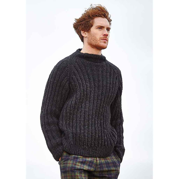 Rowan Trent Mens Sweater Knitting Pattern using Brushed Fleece | Digital Download (ZB161-00015) - Main Image