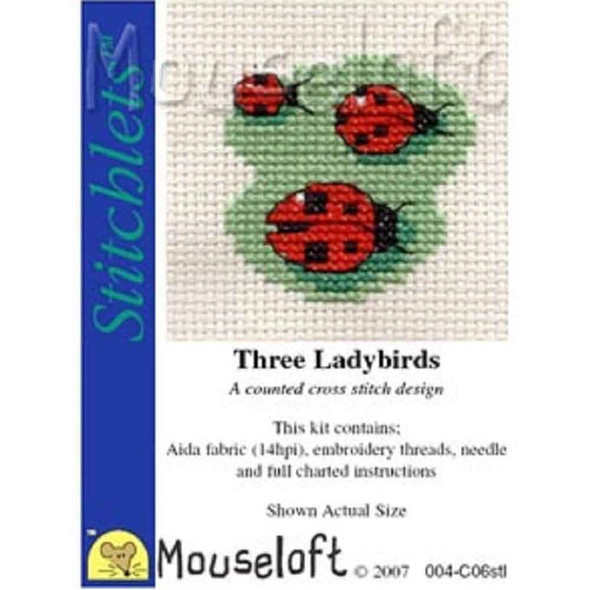 Mouseloft Stitchlets Mini Cross Stitch Kits | Three Ladybirds