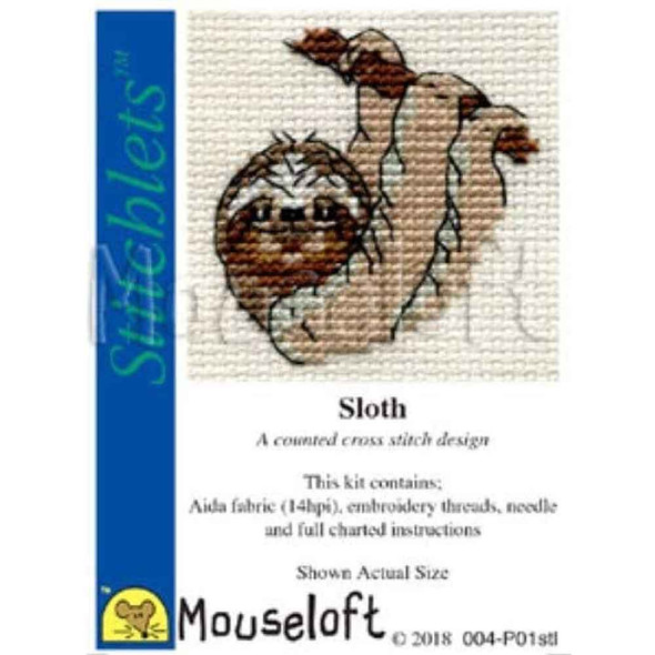 Mouseloft Stitchlets Mini Cross Stitch Kits | Sloth