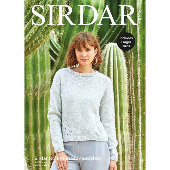 Sirdar Ladies Sweater Knitting Pattern in Sirdar Aran Stonewashed Yarn | Pattern No. 8268