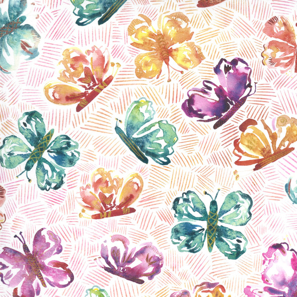 Sunshine Soul | Create Joy Project | Moda Fabrics | 8462-14 | All Aflutter Butterflies, Sunset