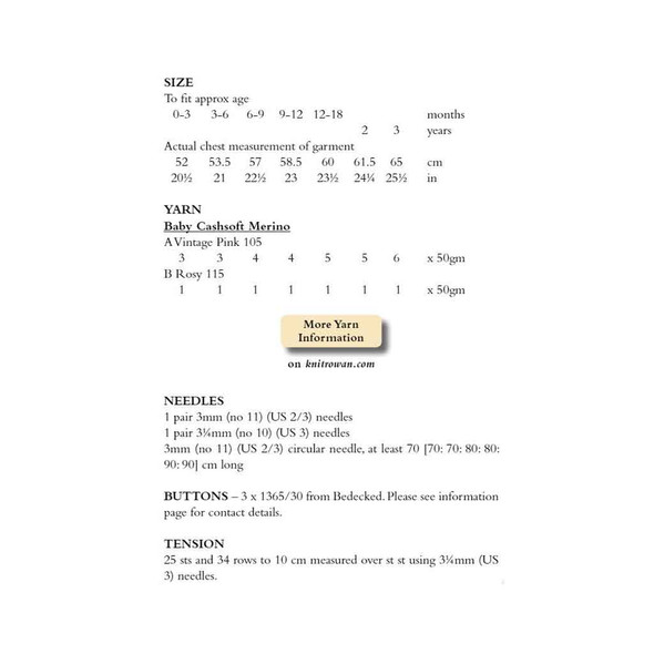 Rowan Rosemary Children Knitting Pattern using Baby Cashsoft Merino | Digital Download (ZB247-00010) - Pattern Table