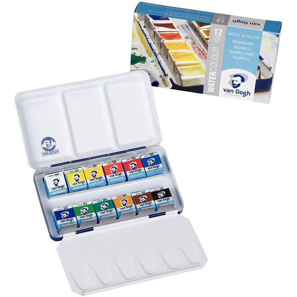 Royal Talens Van Gogh Watercolour | Metal Case Set | 12 Half Pans - Content