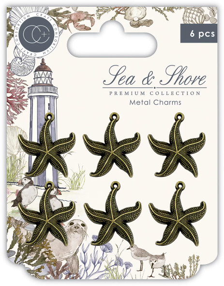 Sea & Shore Set Of 6 Metal Star Fish Charms | Hackney & Co | Craft Consortium - Main image