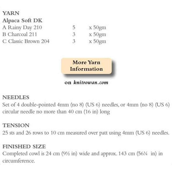 Rowan Cosmos Cowl Womens Knitting Pattern using Alpaca Soft DK | Digital Download (ZB276-00007) - Pattern Table