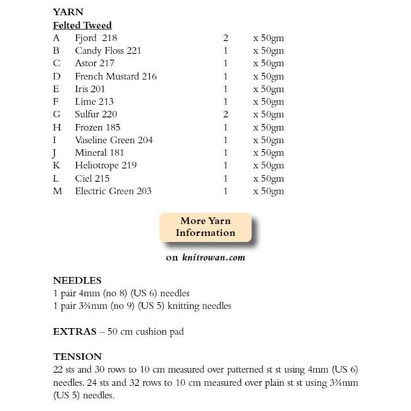 Rowan Paint Daubs Cushion  Knitting Pattern using Felted Tweed | Digital Download (ZB279-00005) - Pattern Table