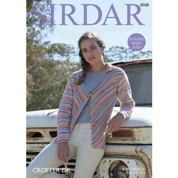 Women Jacket Knitting Pattern | Sirdar Crofter DK 8008 | Digital Download - Main Image