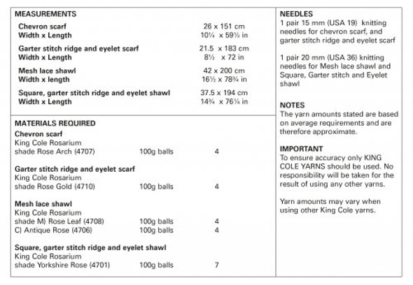 King Cole Rosarium Mega Chunky Scarves Knitting Pattern | 5757