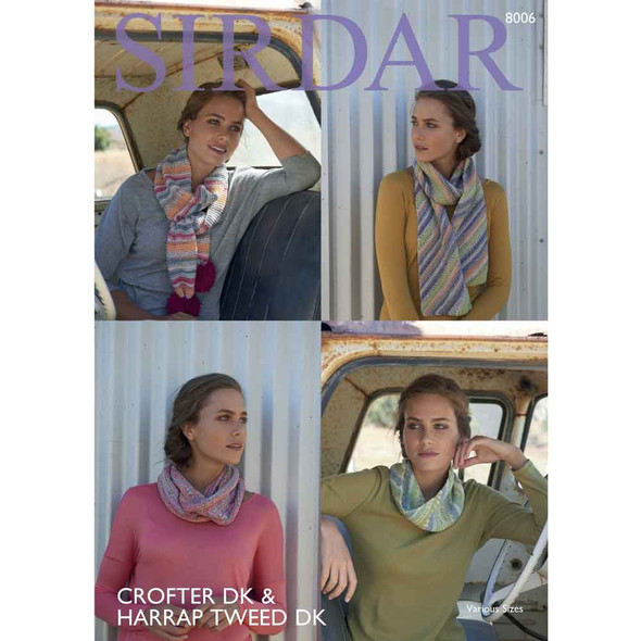 Scarves & Snoods Knitting Pattern | Sirdar Crofter DK & Harrap Tweed DK 8006 | Digital Download - Main Image