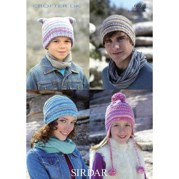 Hats in Knitting Pattern | Sirdar Crofter DK 9598 | Digital Download - Main Image