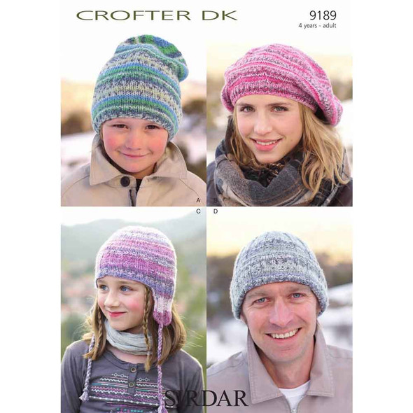 Hats in Knitting Pattern | Sirdar Crofter DK 9189 | Digital Download - Main Image