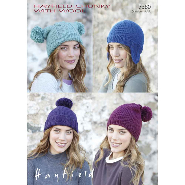 Hats in Knitting Pattern | Sirdar Hayfield Chunky with Wool 7380 | Digital Download - Main Image