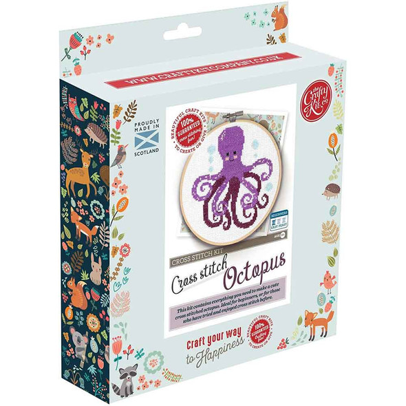 The Crafty Kit Company | Cross Stitch Kit | Purple Octopus