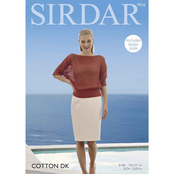 Top Knitting Pattern | Sirdar Cotton DK 7916 | Digital Download - Main Image