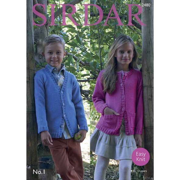 Boy's and Girl's Cardigans Knitting Pattern | Sirdar No. 1 DK 2480 | Digital Download - Main Image