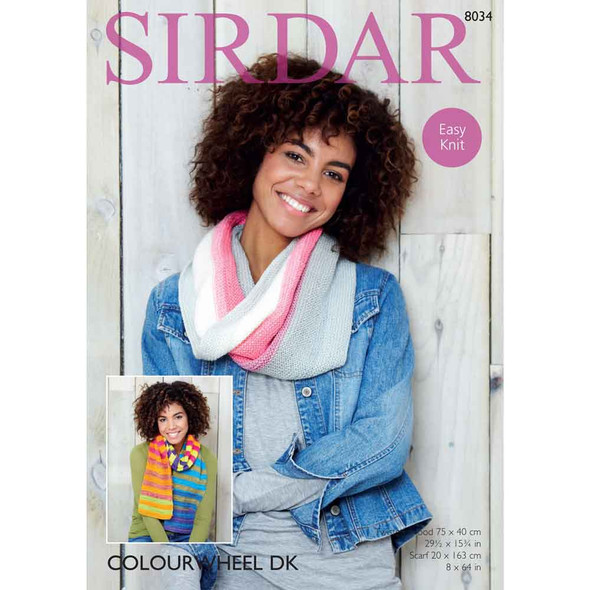 Women Twisted Snood and Scarf Knitting Pattern | Sirdar Colourwheel DK 8034 | Digital Download - Main Image