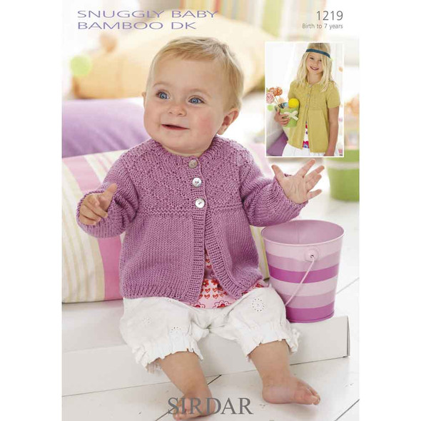 Girls Cardigans Knitting Pattern | Sirdar Snuggly Baby Bamboo DK 1219 | Digital Download - Main Image
