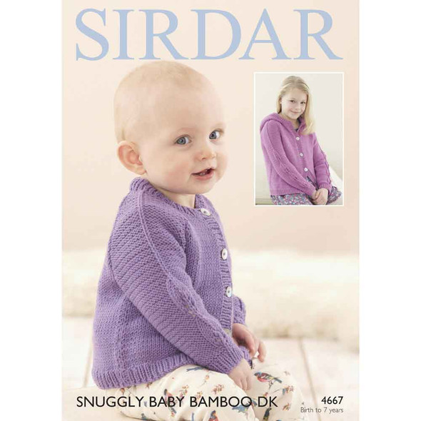 Girls Cardigan Knitting Pattern | Sirdar Snuggly Baby Bamboo DK 4667 | Digital Download - Main Image