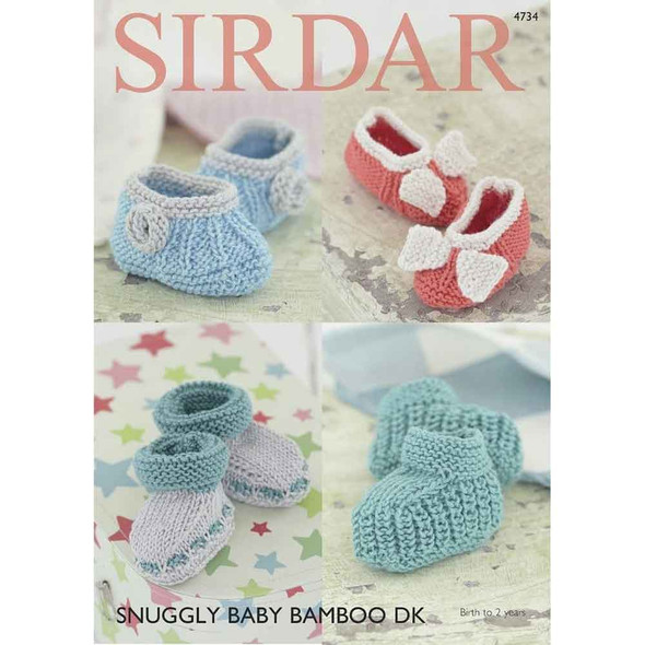 Bootees and Shoes Knitting Pattern | Sirdar Snuggly Baby Bamboo DK 4734 | Digital Download - Main Image