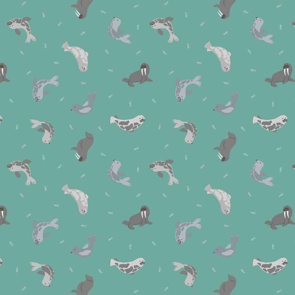 Small Things... Polar Animals Lewis and Irene Fabric | SM43.2 Seals on Marine with Pearl